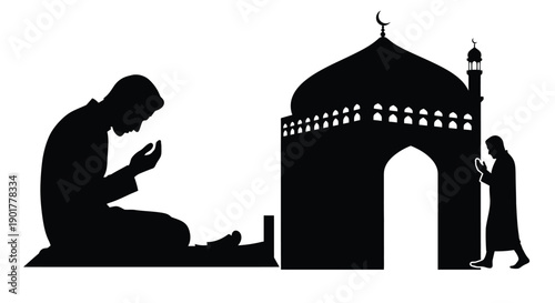 Elderly Muslim Praying with Tasbih Beads