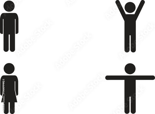 Simple human figures in various poses on white background