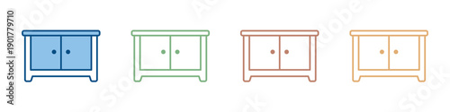 Cabinet Icon Set Multiple Style Collection 