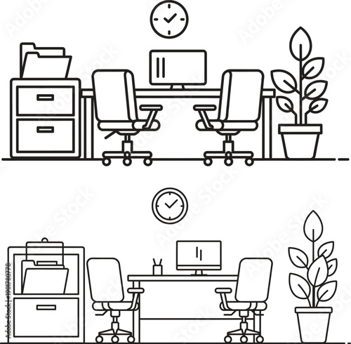 Modern office spaces with coworkers collaborating