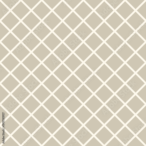 Seamless ivory diagonal grid vector on an oatmeal background. Simple geometric design suitable for wallpaper, pattern design, branding, packaging, and digital use.