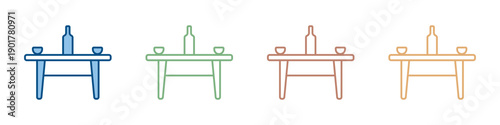 Dinning Table Icon Set Multiple Style Collection 