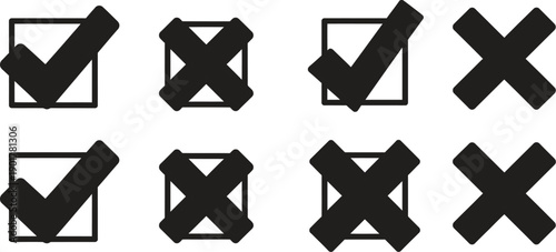 Checkmarks and crosses icons for approval and rejection