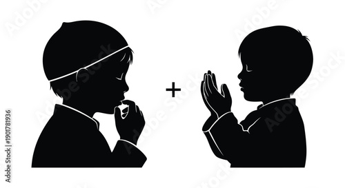 Ramadan Prayer Silhouette Icon Greeting Card