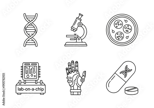 Innovative science and technology icons for modern projects