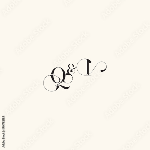 wedding caligraphic logo with monogram concept letter elegancy and beauty in one look IQ