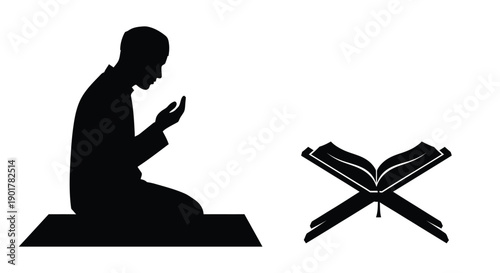 Ramadan Prayer Silhouette Cutout Graphic