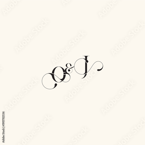 wedding caligraphic logo with monogram concept letter elegancy and beauty in one look JO