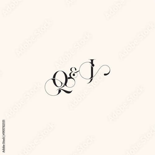 wedding caligraphic logo with monogram concept letter elegancy and beauty in one look JQ