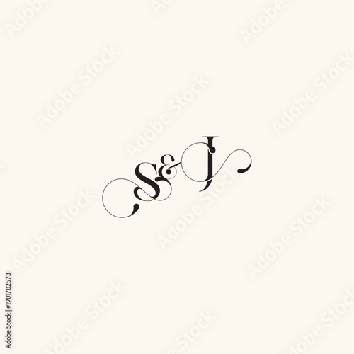 wedding caligraphic logo with monogram concept letter elegancy and beauty in one look JS