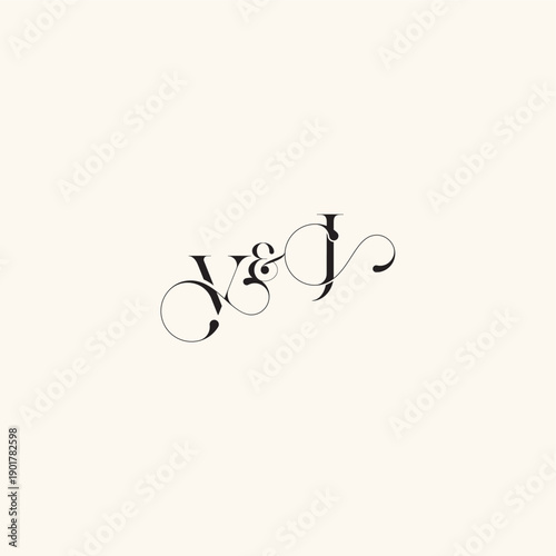 wedding caligraphic logo with monogram concept letter elegancy and beauty in one look JV