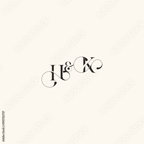 wedding caligraphic logo with monogram concept letter elegancy and beauty in one look KH