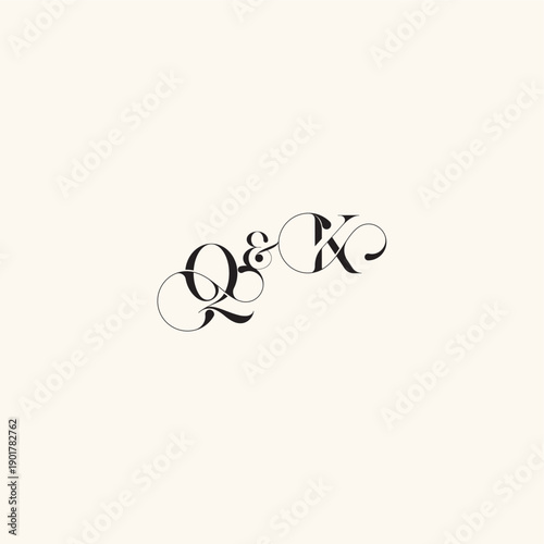 wedding caligraphic logo with monogram concept letter elegancy and beauty in one look KQ