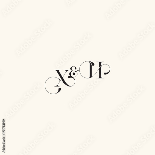 wedding caligraphic logo with monogram concept letter elegancy and beauty in one look HX