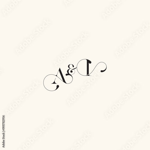 wedding caligraphic logo with monogram concept letter elegancy and beauty in one look IA