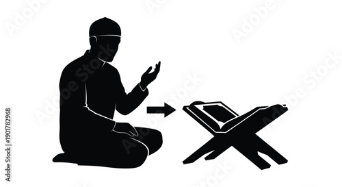 Ramadan Icon Silhouette of Silent Prayer