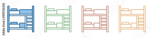 Bunk Bed Icon Set Multiple Style Collection 