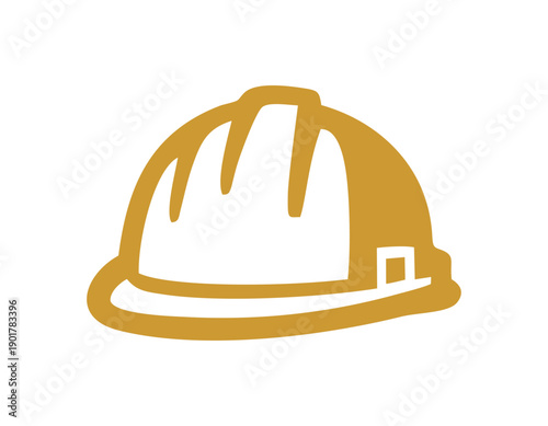 Stylized golden hard hat icon representing safety and construction work.