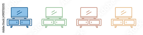 Tv Stand Icon Set Multiple Style Collection 