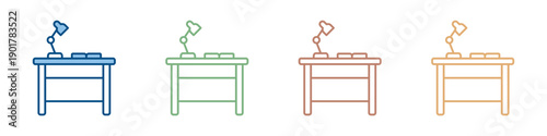 Study Table Icon Set Multiple Style Collection 