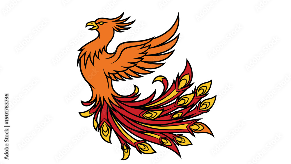 Fototapeta premium Vibrant Phoenix Mythical Bird Vector Illustration