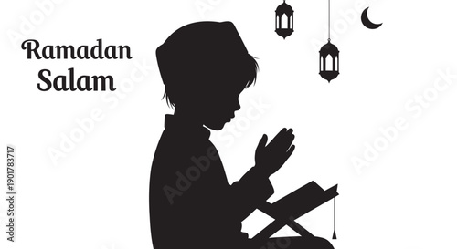 Ramadan Pattern Silhouette Ending Salam with Quran