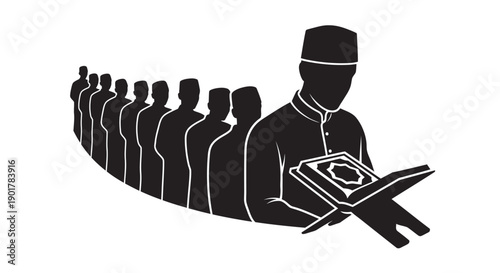 Ramadan Prayer Silhouette with Quran Stand