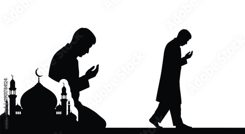 Ramadan Icon Silhouette Bowing with Quran