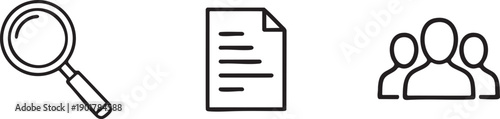 Wallpaper Mural Search Document Team Icons Set Business Research Outline Torontodigital.ca