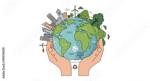 Environmental Protection and Green Economy Europe Concept with Renewable Energy and Eco City