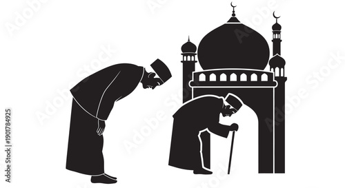 Ramadan Prayer Silhouette Graphic Design