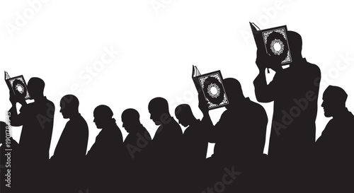 Ramadan Prayer Silhouette Pattern Design