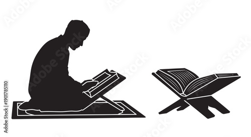 Ramadan Prayer Hands Silhouette Cutout Graphic