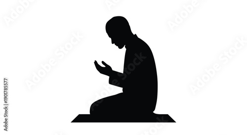 Ramadan Prayer Silhouette in Seated Posture