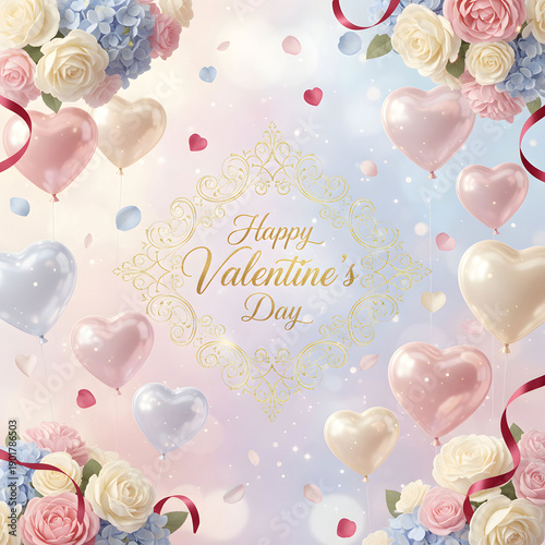 Wallpaper Mural Happy Valentine Day scene set against a soft serene light background Torontodigital.ca