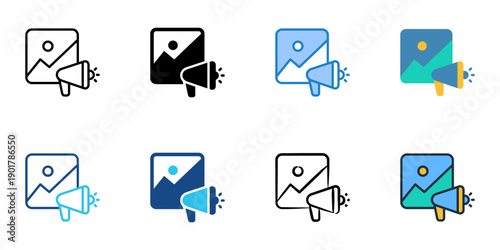 Photos icons set multiple style collection. Editable stroke 
