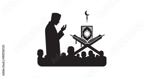Ramadan Prayer Silhouette Icon Walking Posture
