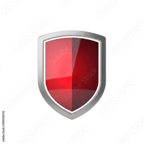 A red shield icon with a silver border, symbolizing protection and security measures, isolated on transparent background Free Download A red shield icon with a silver border, symbolizing protection and security measures, isolated on transparent background - GFXLoad