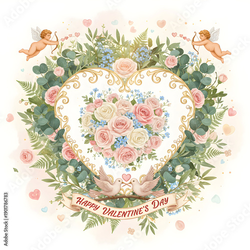 Wallpaper Mural happy valentine day greeting with soft pink and red hues featuring Torontodigital.ca