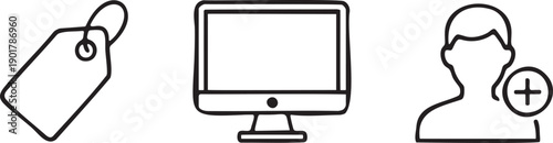 Support Tech Icons Set IT Technology Assistance Outline