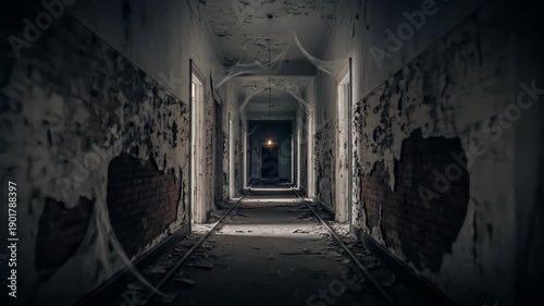 Wallpaper Mural Abandoned Asylum Hallway. Torontodigital.ca