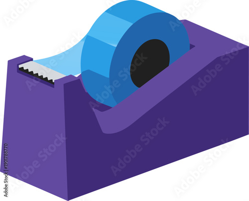 Colorful Office Tape Dispenser Vector Illustration