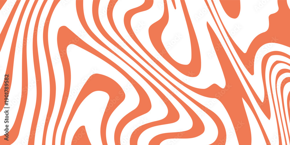 Fototapeta premium Orange groovy horizontal background dynamic wave colorful vector