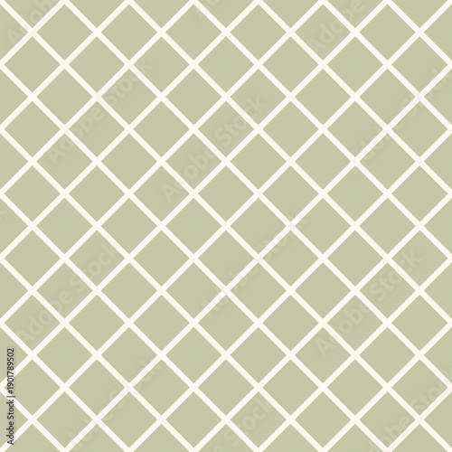 Seamless ivory diagonal grid vector on a sage background. Simple geometric design suitable for wallpaper, pattern design, branding, packaging, and digital use.