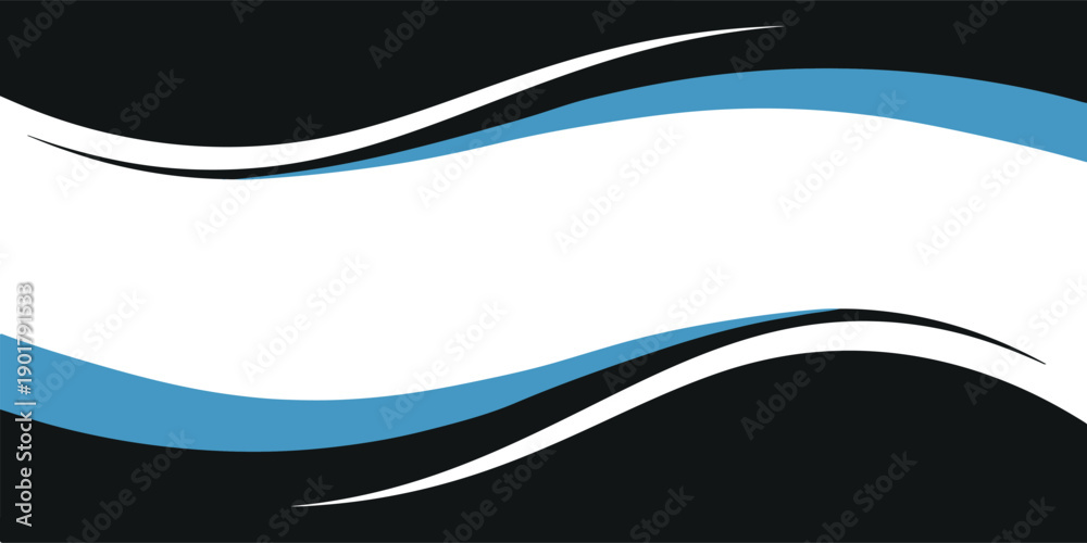 Fototapeta premium Abstract background with dynamic black, white, and blue wavy lines creating a modern and flowing design element.