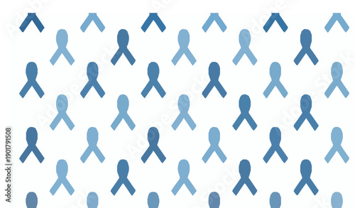 Seamless blue ribbon pattern vector for men’s health prostate and colorectal cancer awareness design