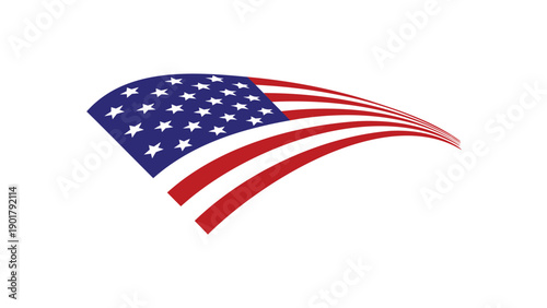 Waving American flag icon, vector illustration for patriotic banner or poster, isolated on transparent background, png