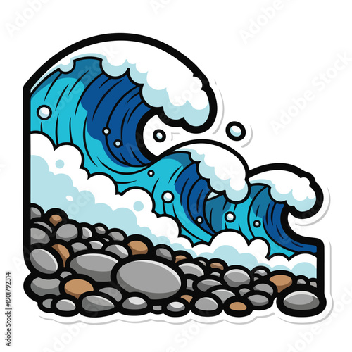 A cartoon wave crashing on rocks (5)