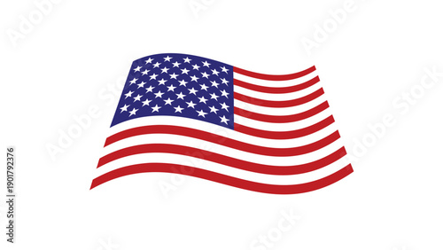 Waving American flag vector illustration, patriotic symbol, USA flag icon, for banner or poster, Isolated on transparent background, png