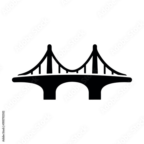Modern black and white bridge icon isolated on transparent background vector illustration architecture design symbol